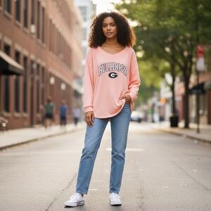 Georgia Bulldog, L, NWT, Flying Colors Long Sleeve Peach Shirt